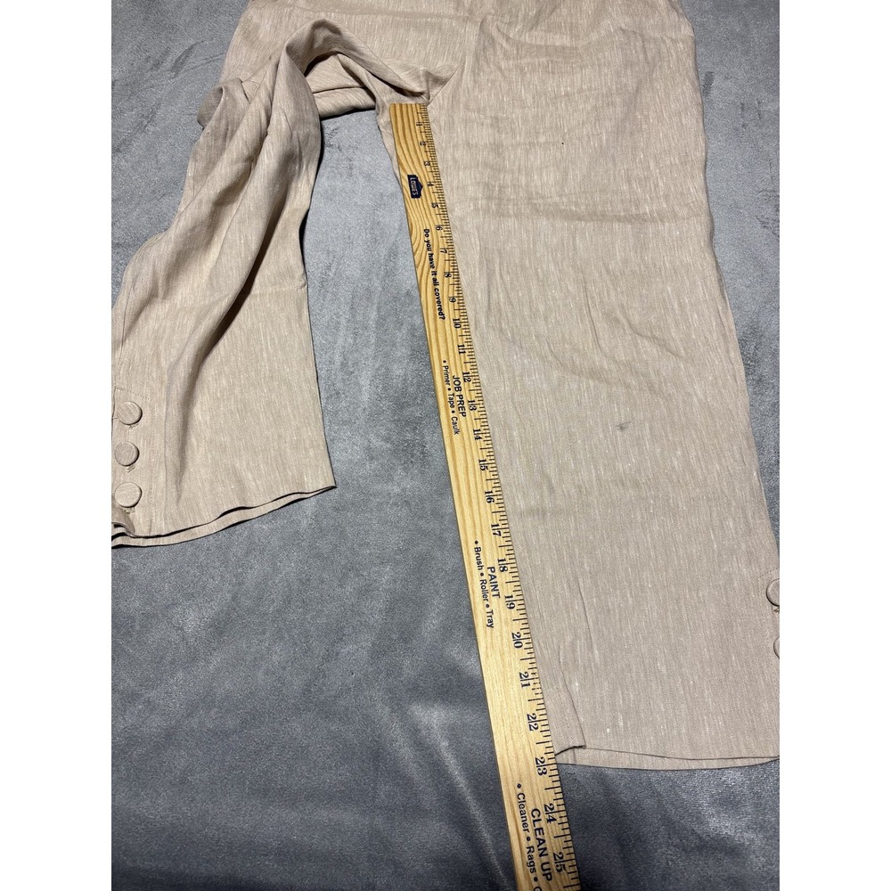 J Jill Womens Medium Petite Beige Linen Blend Stretch Button Hem Crop Pull Pants - Picture 5 of 13